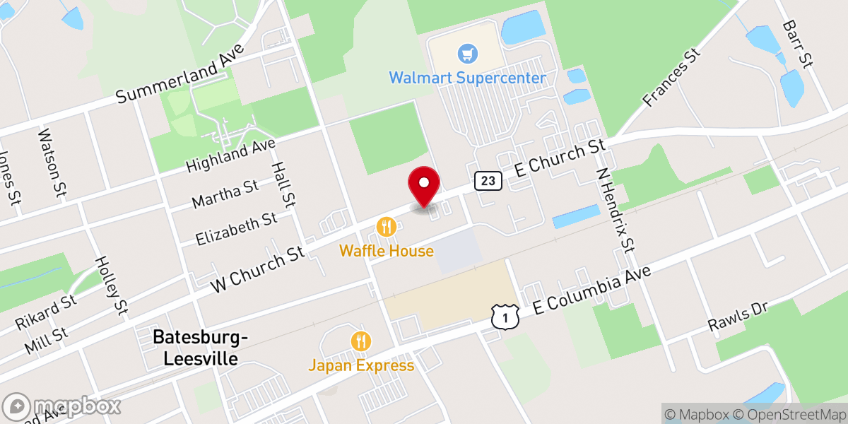 Map showing location of Batesburg-Leesville Town Hall