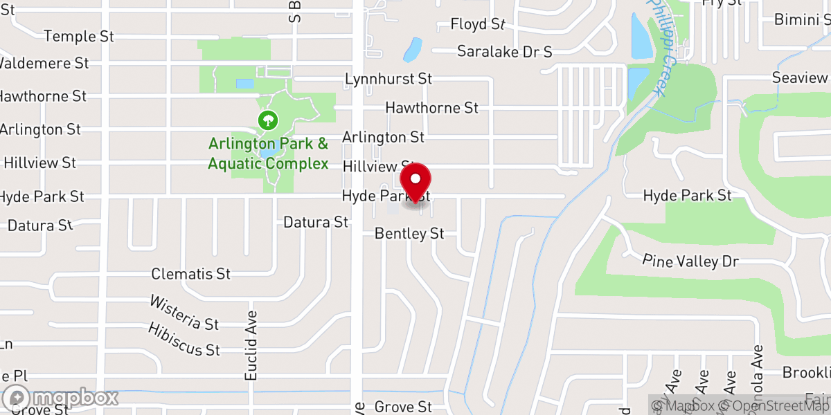 Map showing location of Iglesia Presencia de Dios Sarasota