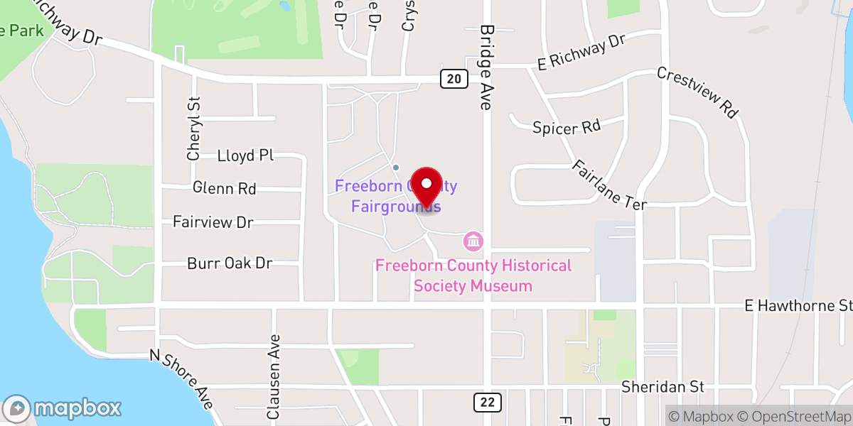 Map showing location of Freeborn County Fair