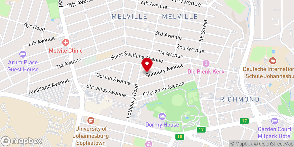 Map showing location of The Potters House Melville.