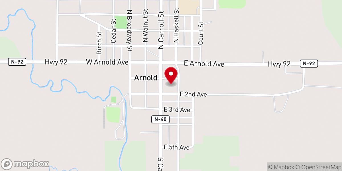 Map showing location of Arnold Community Center
