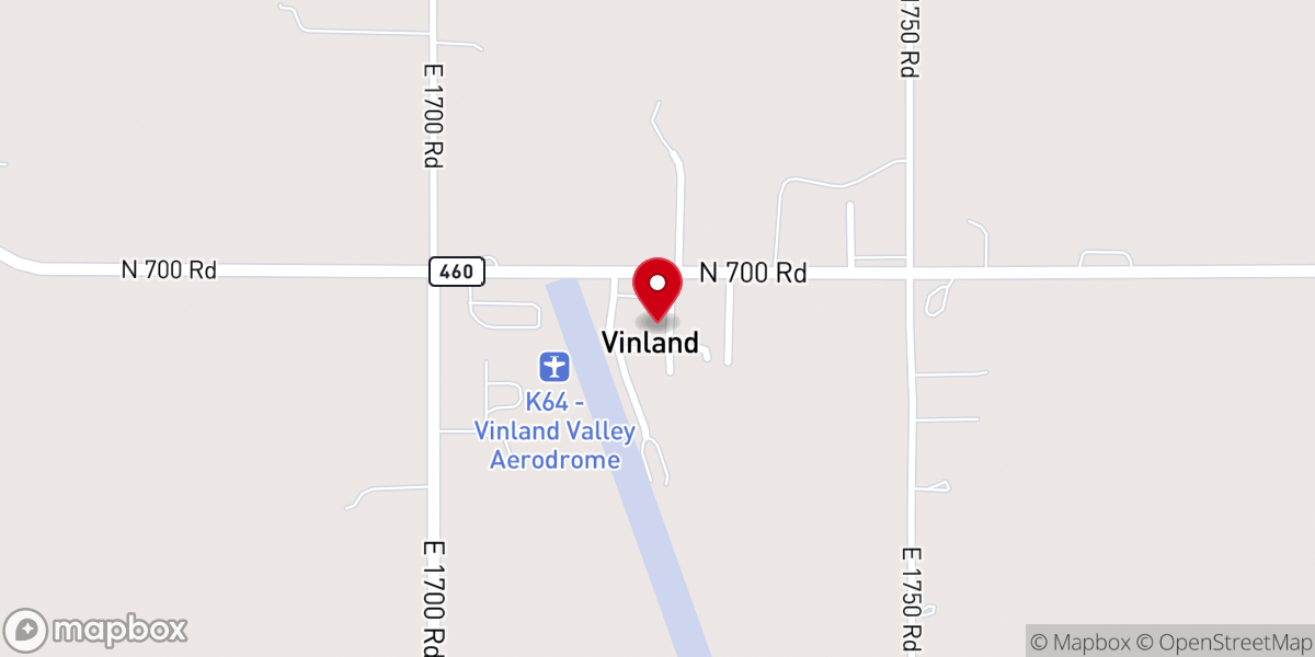 Map showing location of Vinland Valley Community Church