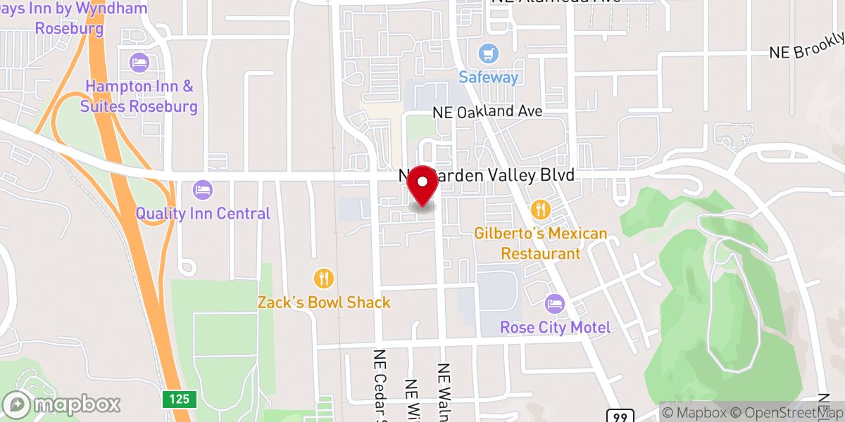 Map showing location of Roseburg Christian Fellowship
