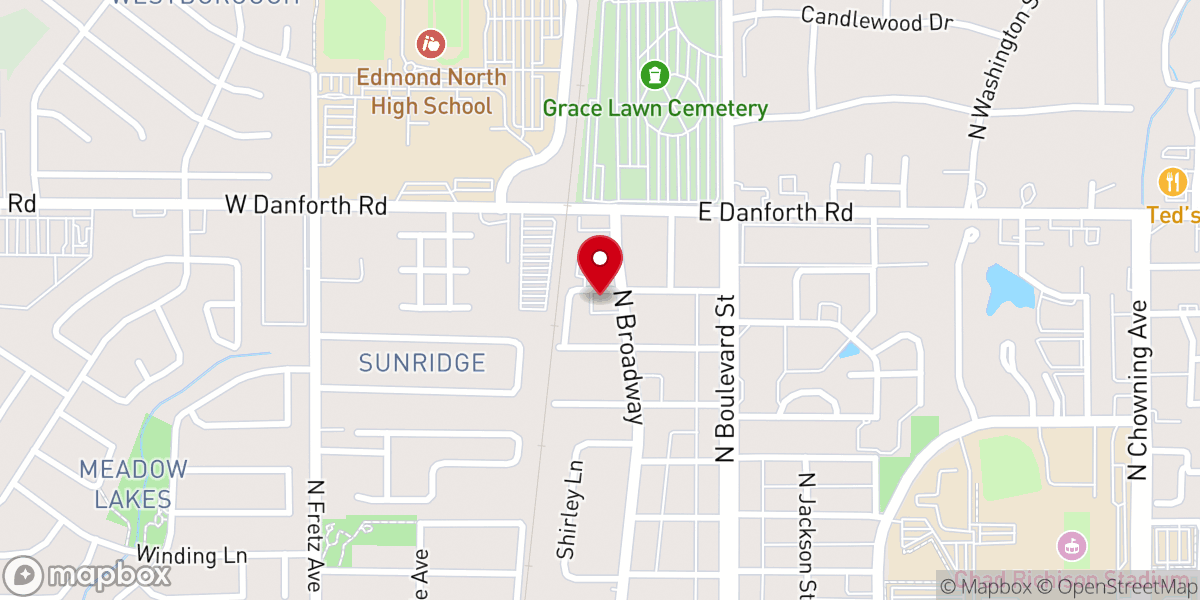 Map showing location of Edmond Church of God