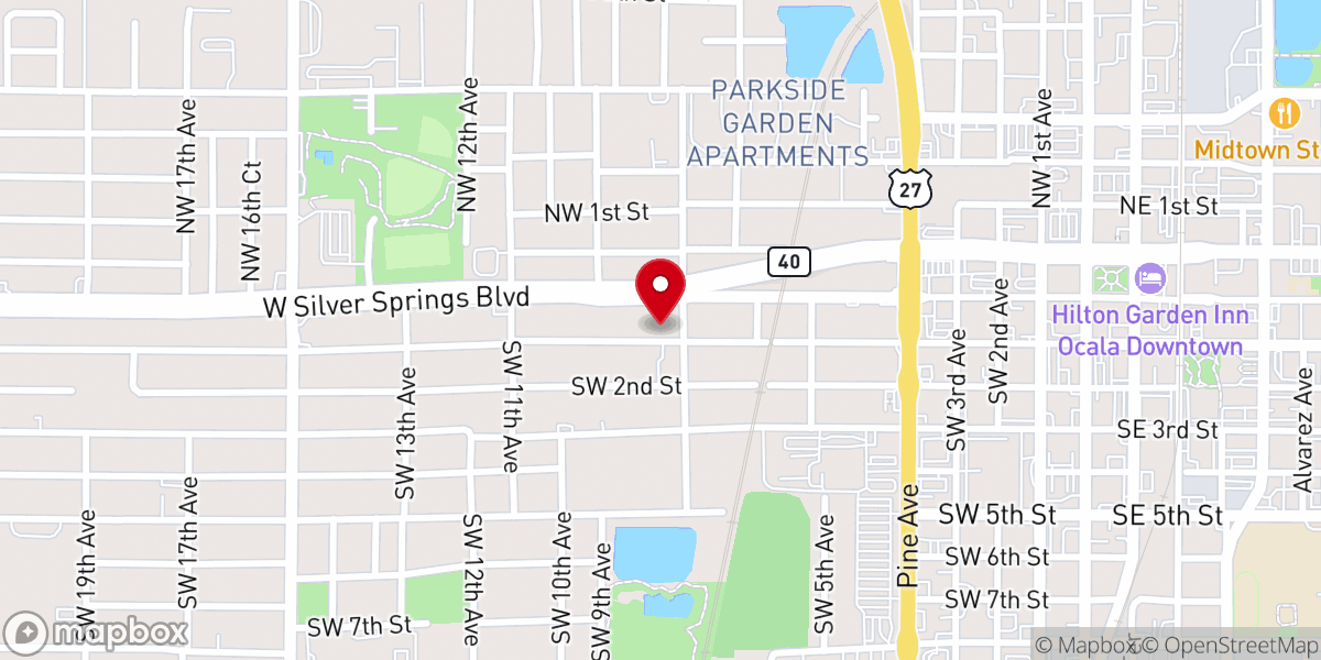 Map showing location of Ocala Temple Church of God By Faith