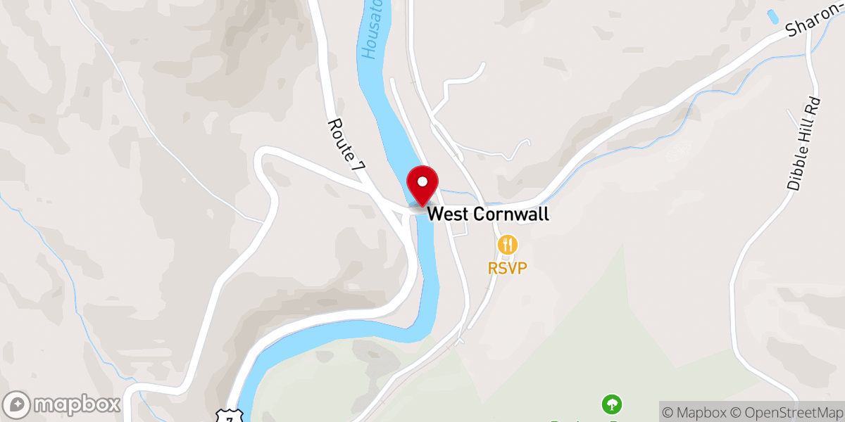 Map showing location of Historic West Cornwall Covered Bridge