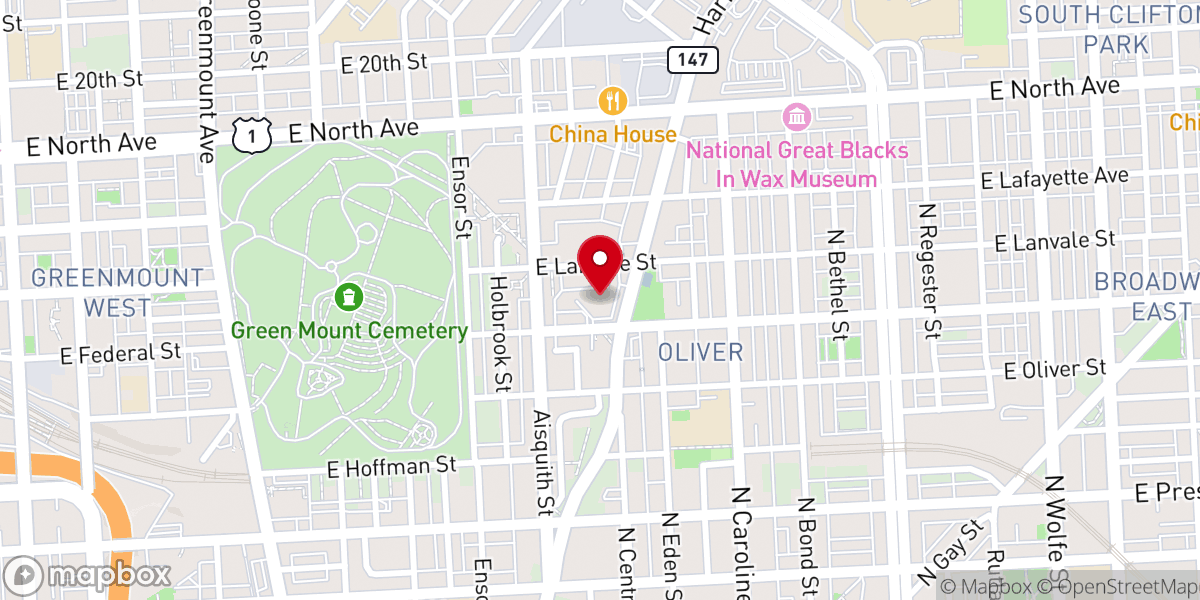Map showing location of Zion Baptist Church