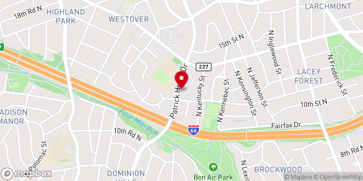Map showing location of Westover Baptist Church