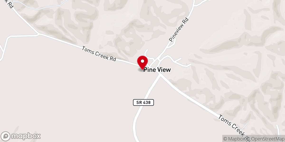 Map showing location of Toms Creek Baptist Church