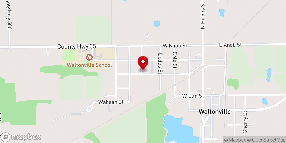 Map showing location of Waltonville Free Will Baptist Church