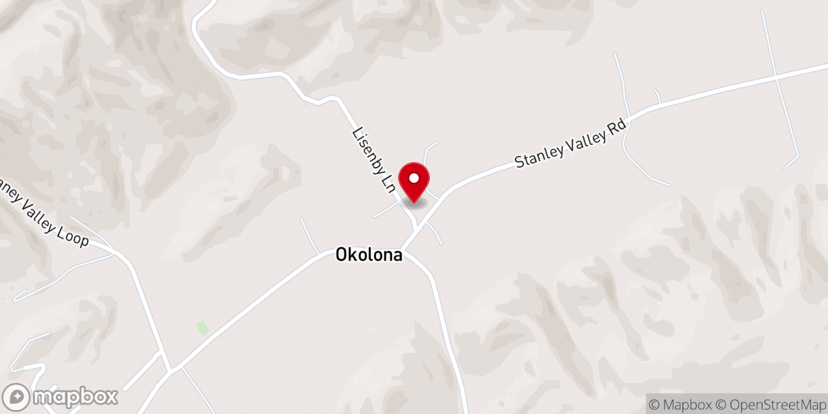 Map showing location of Okolona United Methodist Church