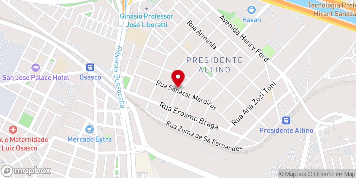 Map showing location of Primeira Igreja Evangelica Batista Osasco