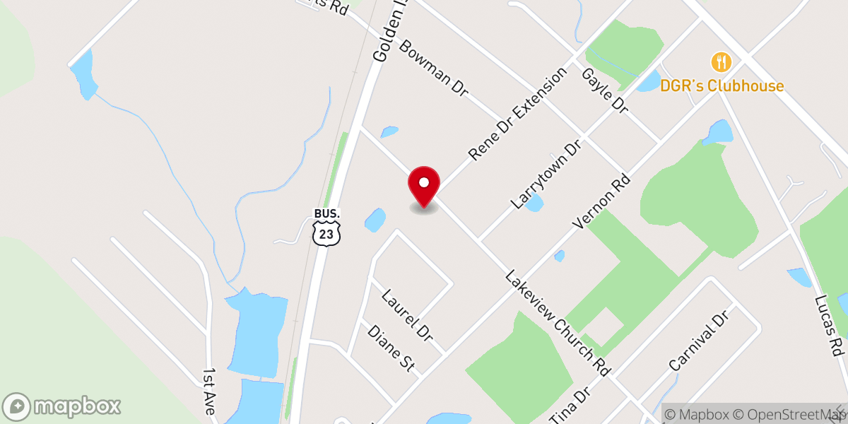 Map showing location of Lakeview Baptist Church