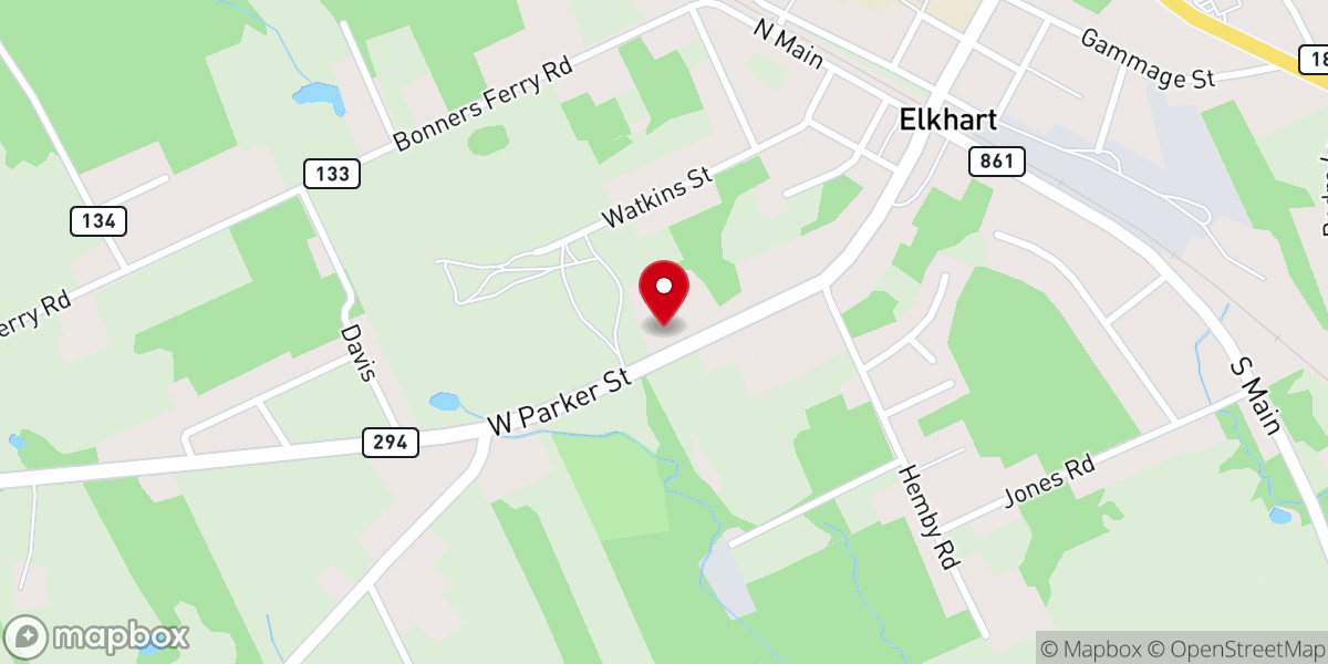 Map showing location of First Baptist Church of Elkhart-Food Pantry
