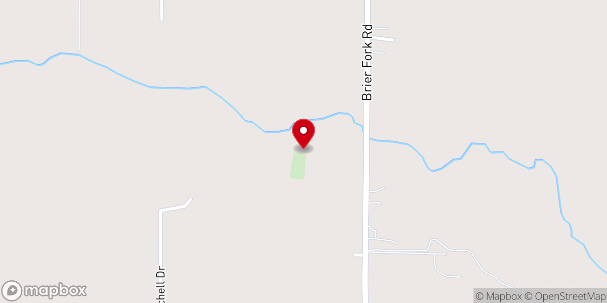 Map showing location of Briar Fork Church