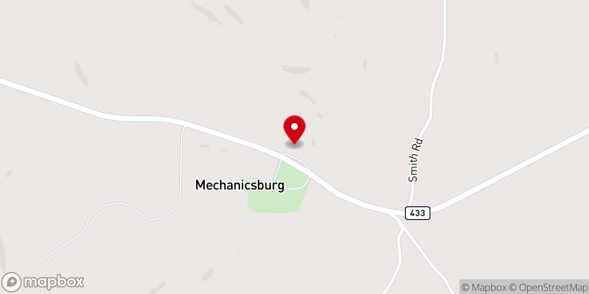 Map showing location of Mount Olivet Church