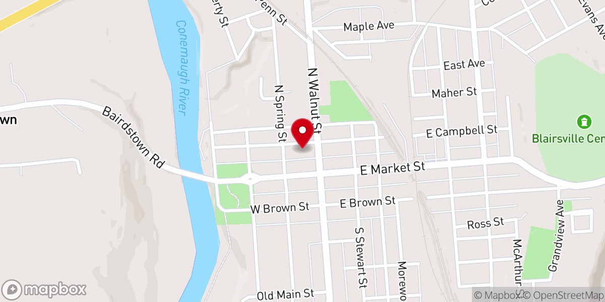 Map showing location of Hilltop Baptist Church - Blairsville Campus