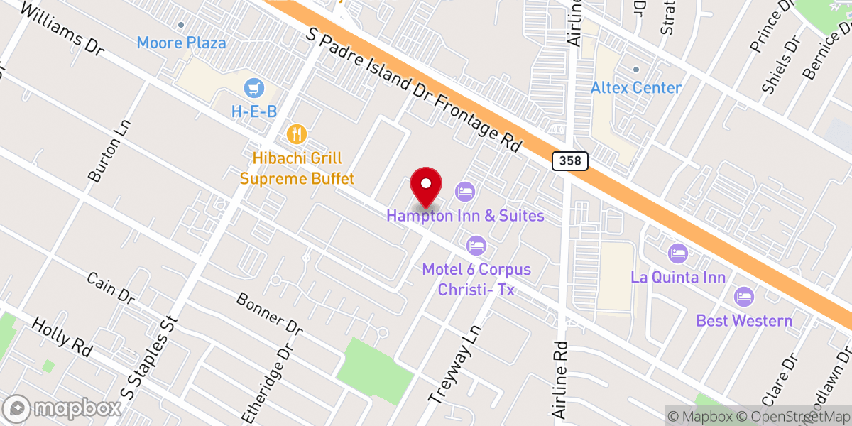 Map showing location of Our Lady of Perpetual Help Corpus Christi
