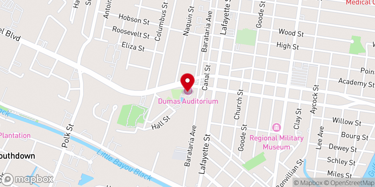 Map showing location of Dumas Auditorium