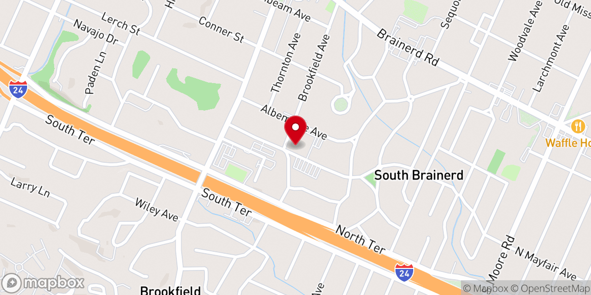 Map showing location of Brainerd Baptist Church