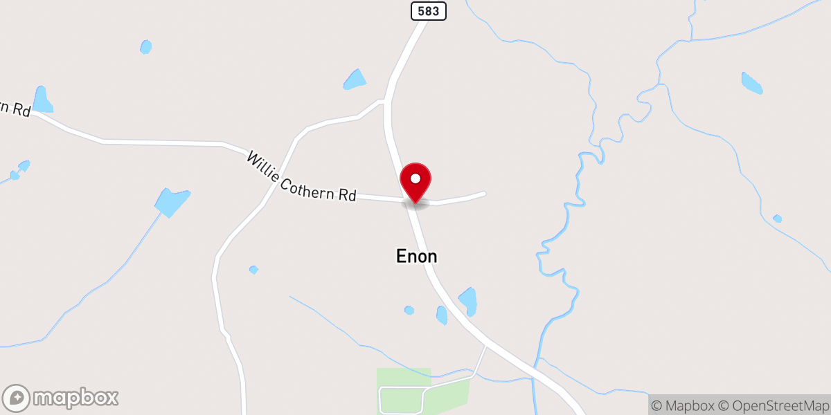 Map showing location of Enon Baptist Church