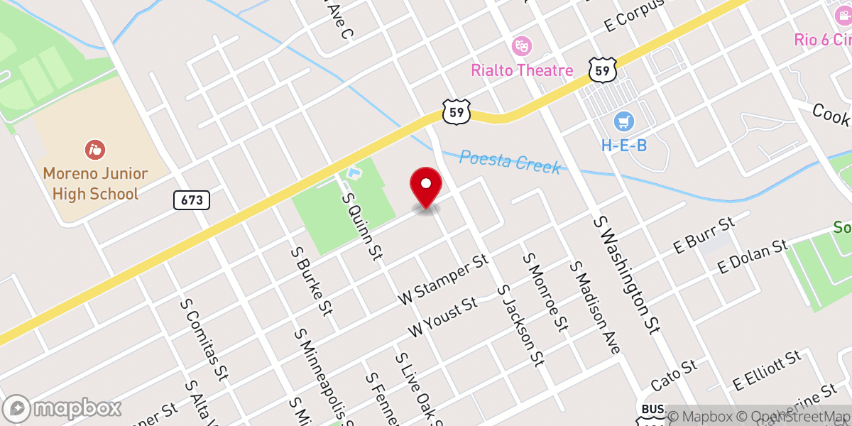 Map showing location of Primera Baptist Church