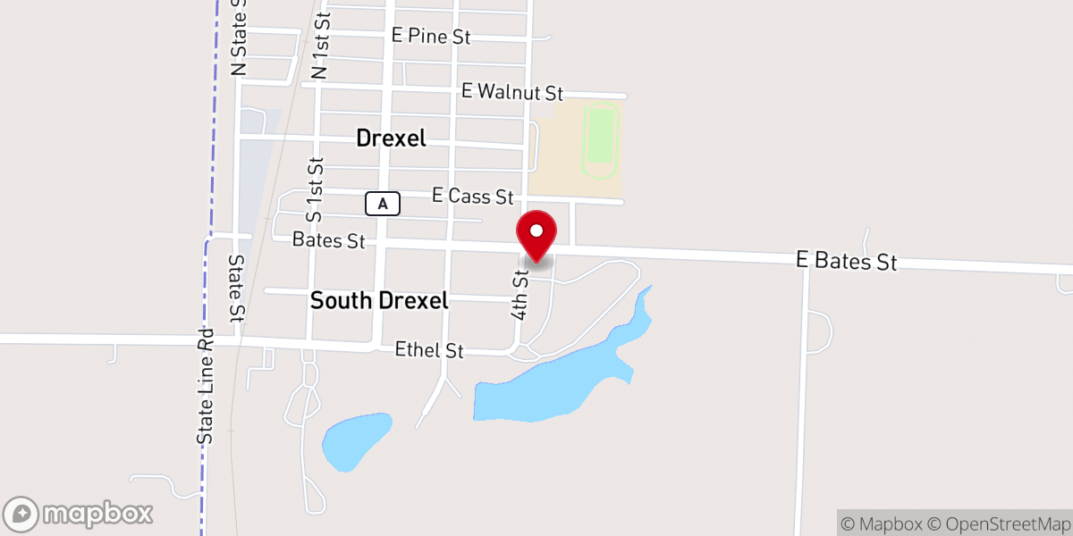 Map showing location of Drexel Community Building