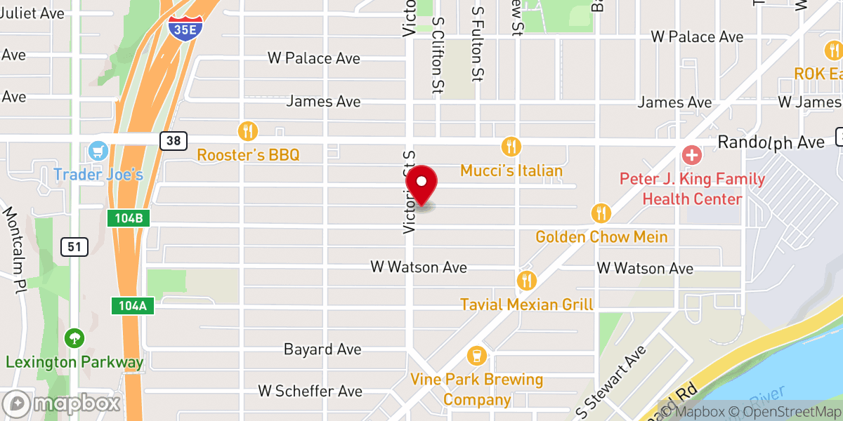 Map showing location of Saint Peter's Evangelical Lutheran Church