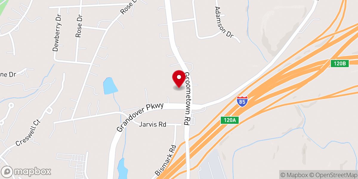 Map showing location of Groometown Baptist Church