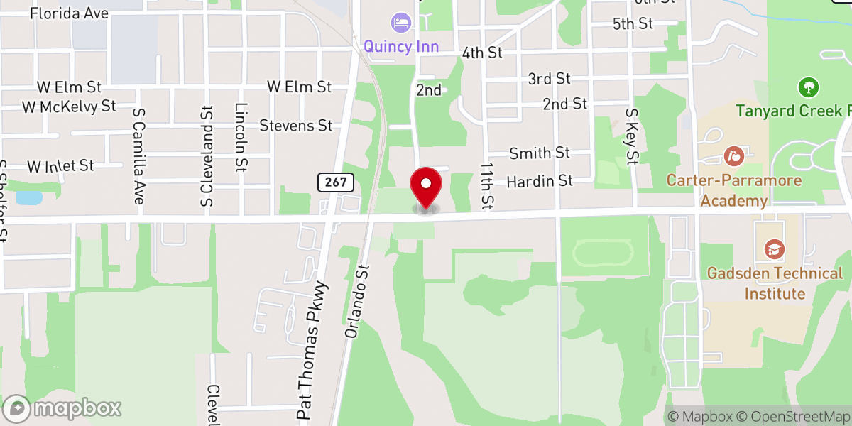 Map showing location of First Elizabeth Baptist Church