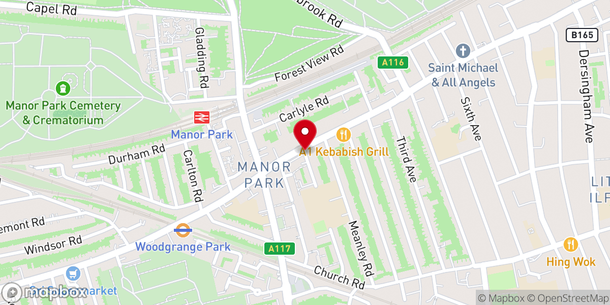 Map showing location of The London City Church Family, Manor Park (English, Hindi, Punjabi, Urdu, Tamil, Telugu, Marathi, Nepalese, French, Chinese)