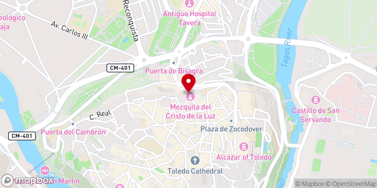 Map showing location of Vía Monumental Romana