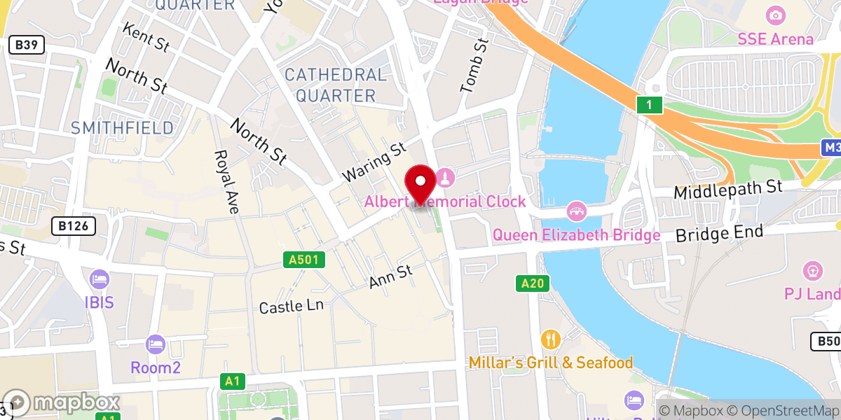 Map showing location of Parish Church of St George, Belfast