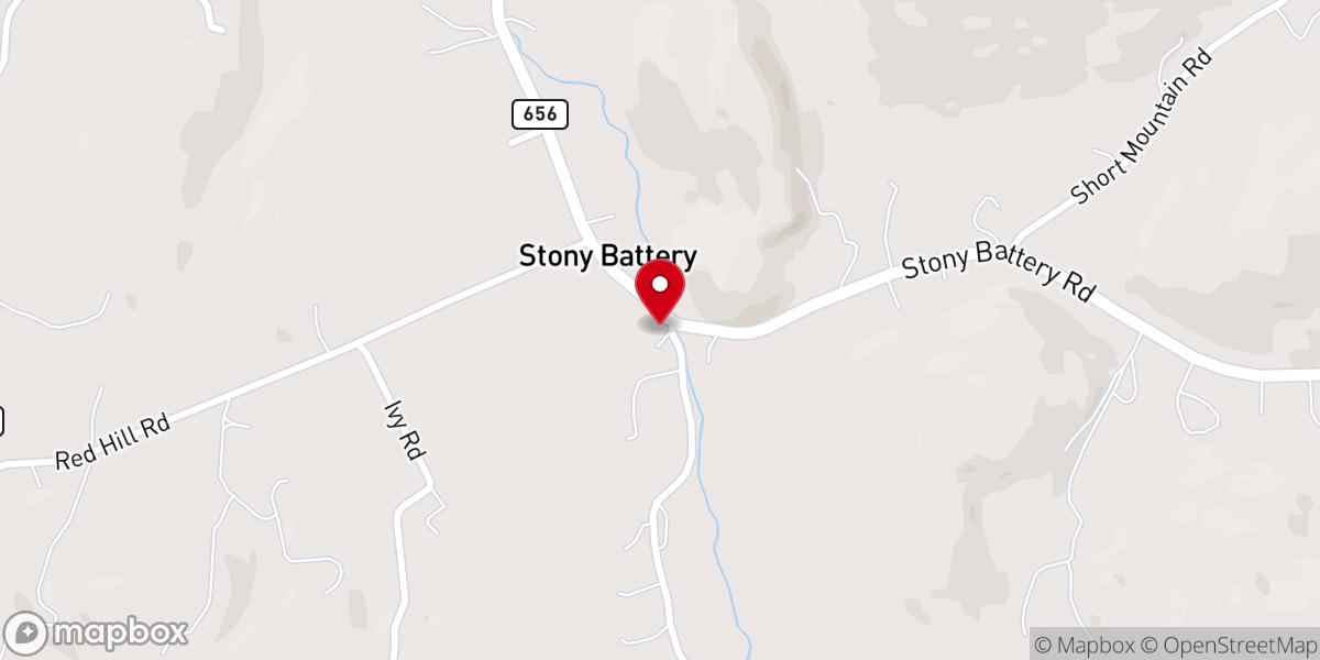 Map showing location of Rowland Creek Church