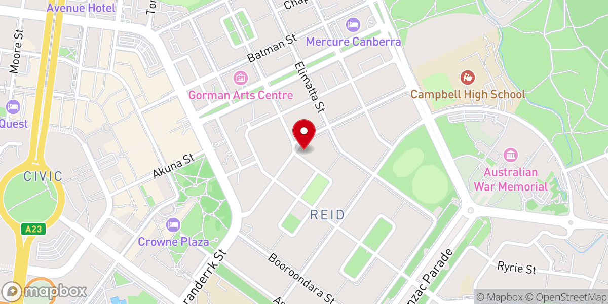 Map showing location of Canberra Reid Korean Church