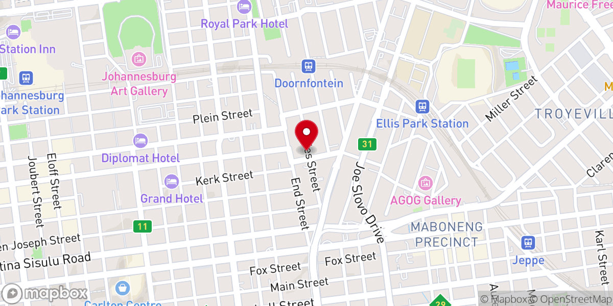 Map showing location of Christ Embassy Johannesburg Main