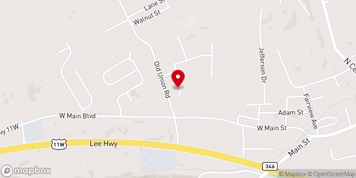 Map showing location of Elim Baptist Church