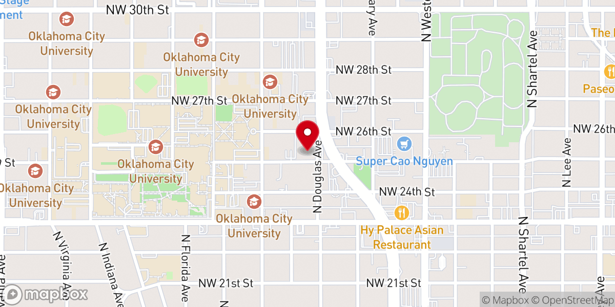 Map showing location of Wesley Church OKC: A United Methodist Community