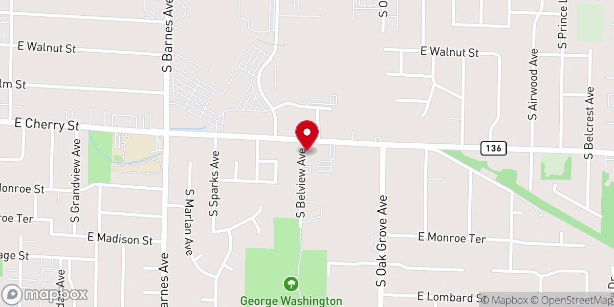 Map showing location of Bent Oak Church