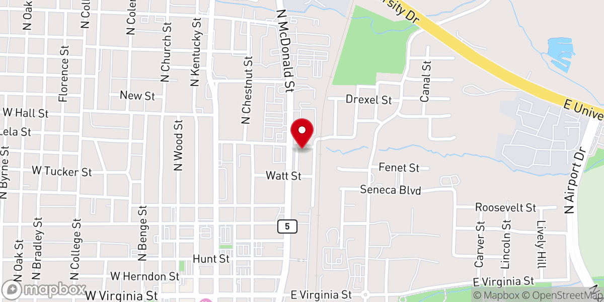 Map showing location of First Church of God & Christ