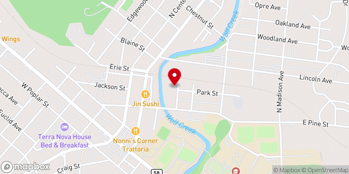 Map showing location of Irwin Presbyterian Church