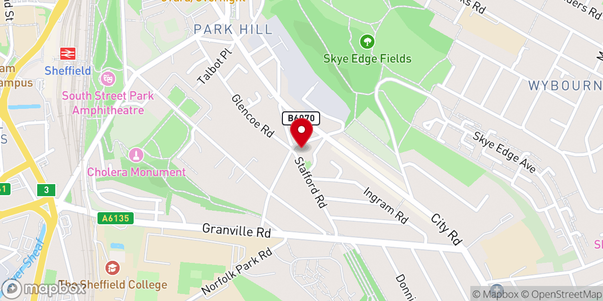 Map showing location of Victoria Stafford Road Methodist Church