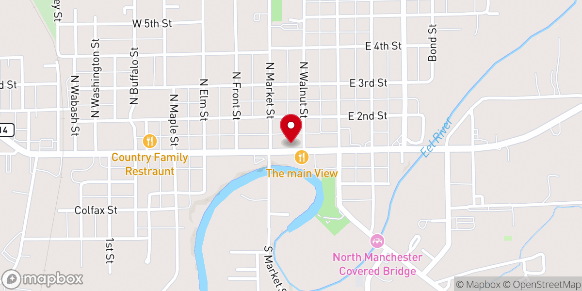 Map showing location of North Manchester Center for History