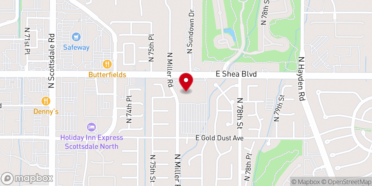 Map showing location of Scottsdale Bible Church at Shea