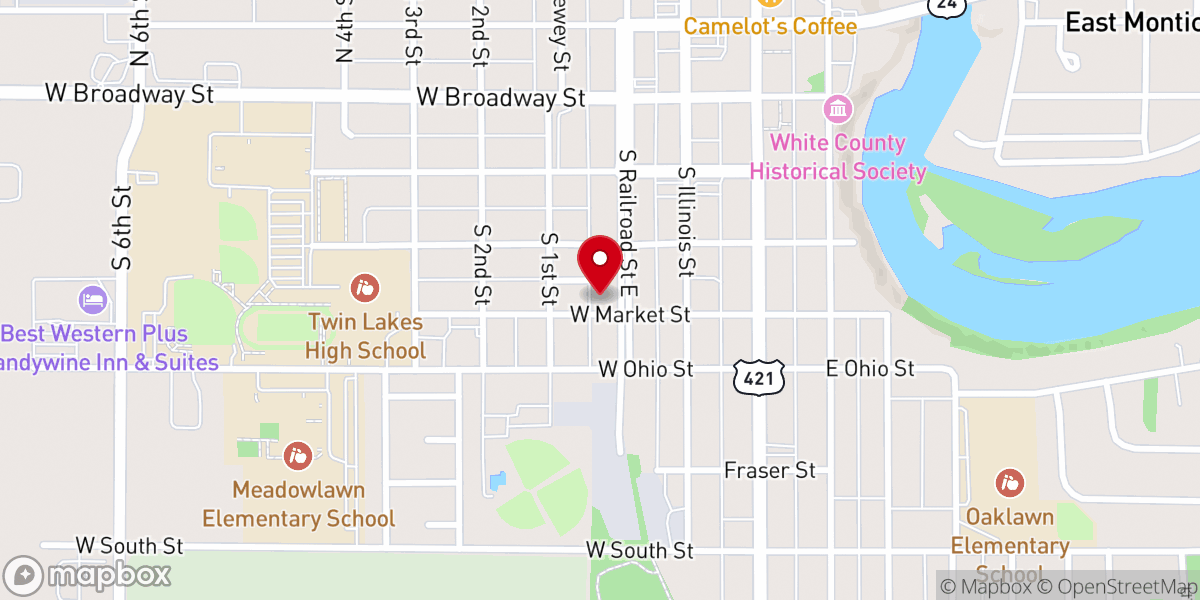Map showing location of Monticello Church of Christ