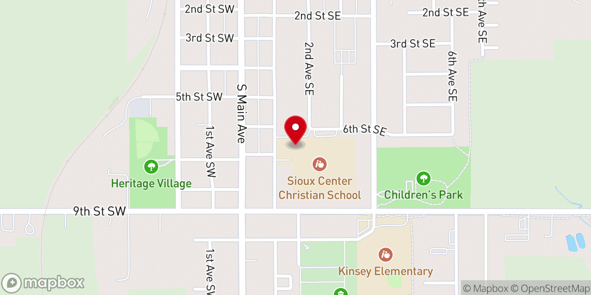 Map showing location of Sioux Center Christian School