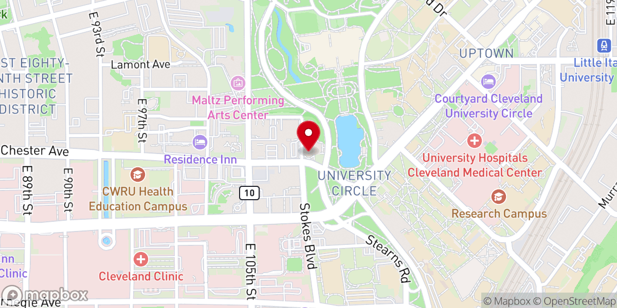 Map showing location of University Circle United Methodist Church
