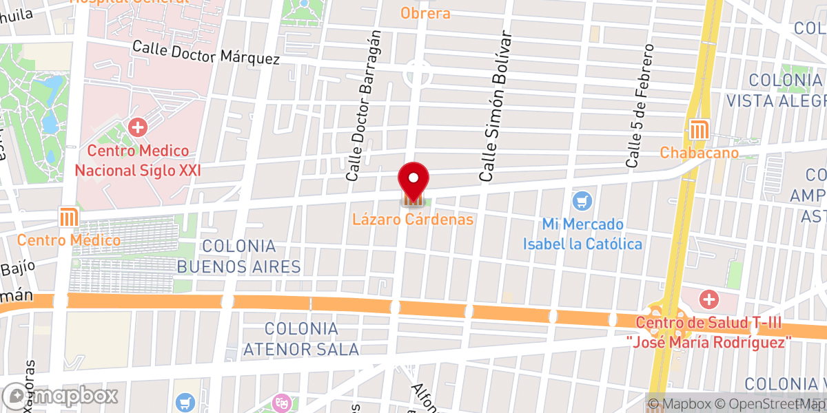 Map showing location of Centro Pentecostal