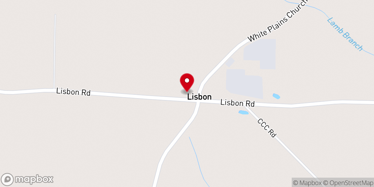 Map showing location of Lisbon Baptist Church