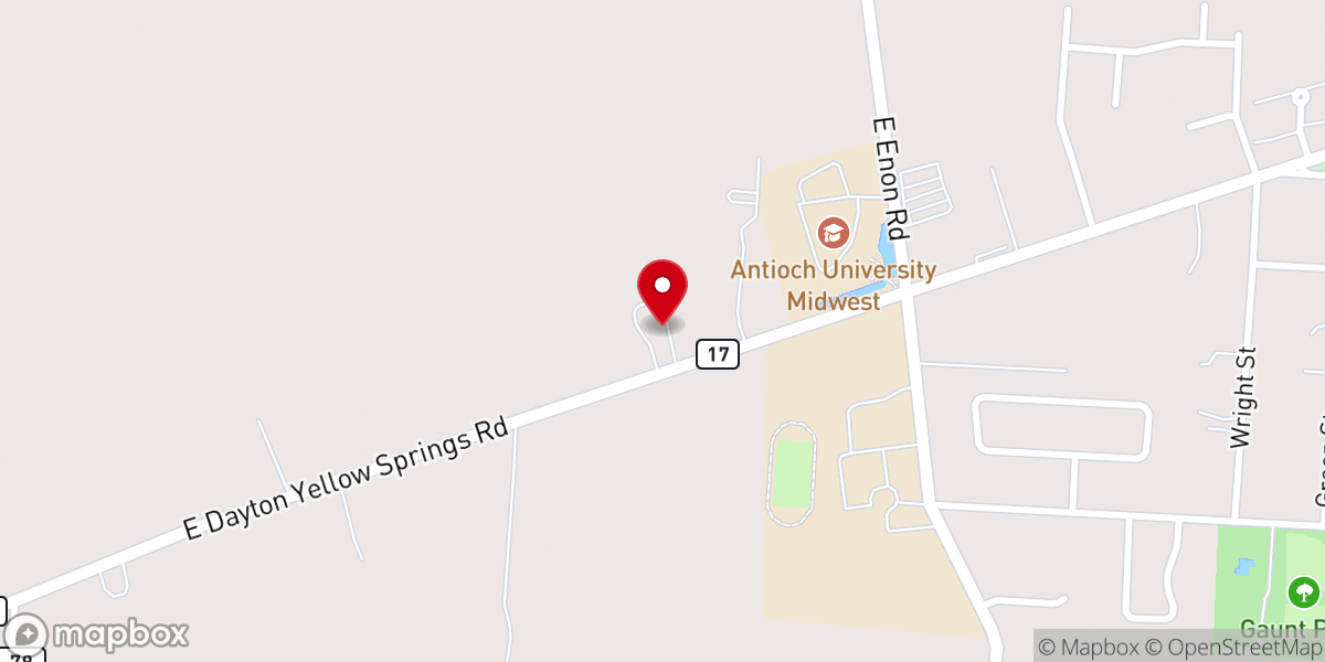 Map showing location of Yellow Springs Christian Center